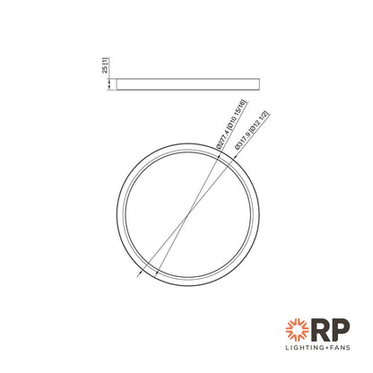 RP Lighting Slim Edge-Lit 12" LED Disc, Brushed Nickel