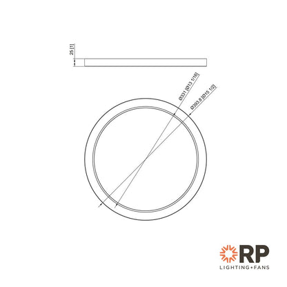 RP Lighting Slim Edge-Lit 15" LED Disc, Matte Black