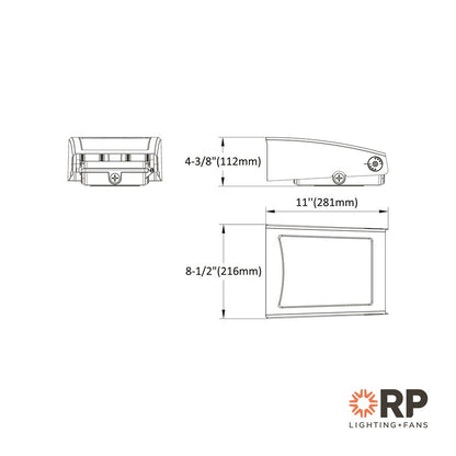 RP Lighting Wall Pack 11" Cutoff Adjustable HO LED Light, Brz