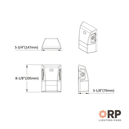RP Lighting Wall Pack Mini 8" LED Light, Bronze
