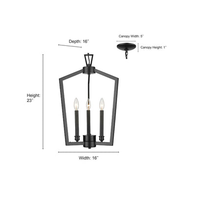 Millennium Lighting Lizabeth 3Lt Pendant, Black