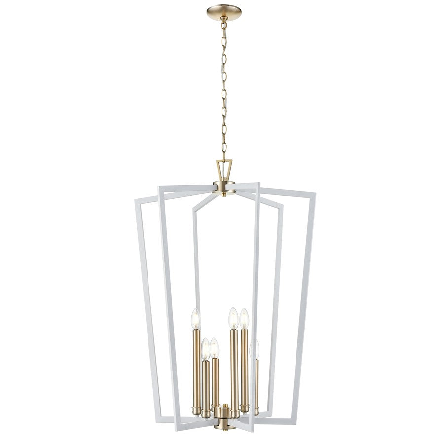 Millennium Lighting Lizabeth 6Lt Pendant, White/Modern Gold - 4526-MW-MG