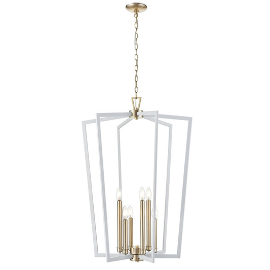 Millennium Lighting Lizabeth 6Lt Pendant, White/Modern Gold - 4526-MW-MG