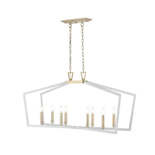 Millennium Lighting Lizabeth 8Lt Pendant, White/Modern Gold - 4528-MW-MG