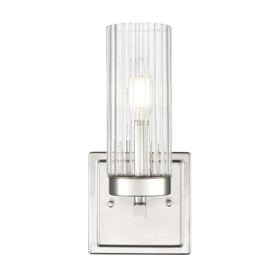 Millennium Lighting Iversen 1Lt 5" Wall Sconce, Nickel/Clear Reeded