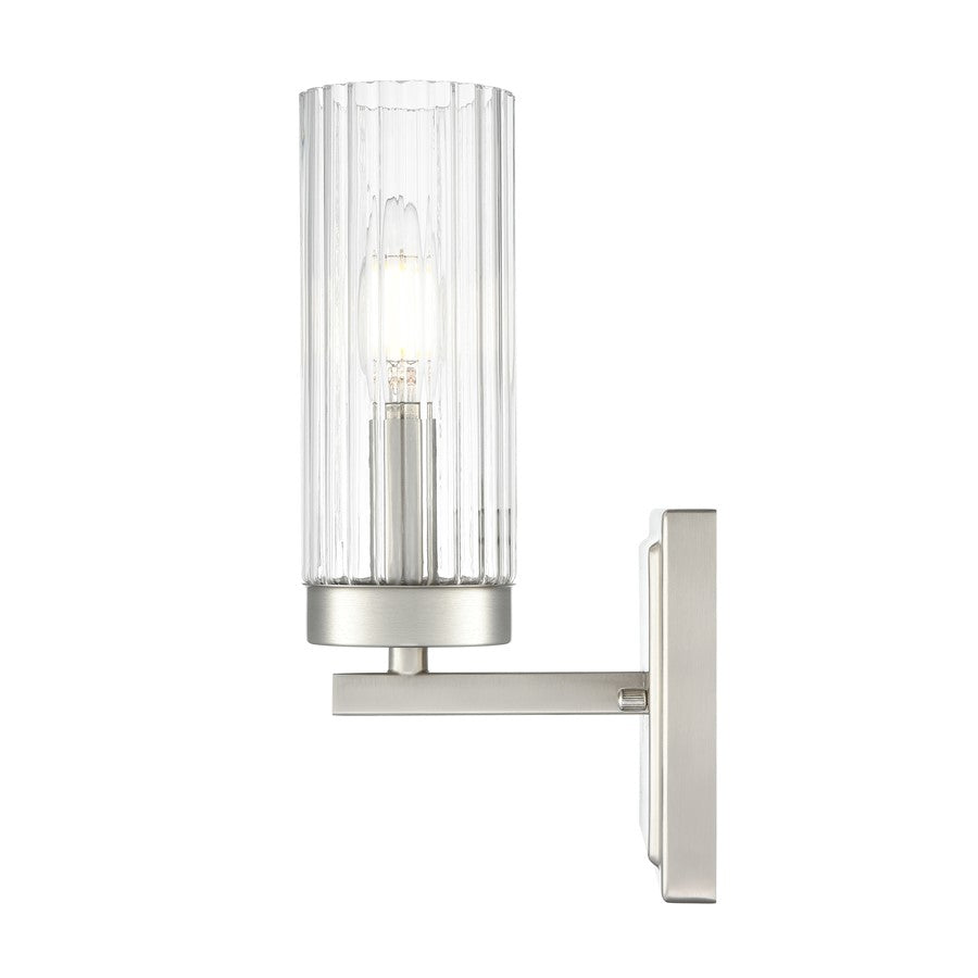 Millennium Lighting Iversen 1Lt 5" Wall Sconce, Nickel/Clear Reeded
