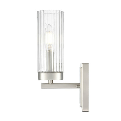 Millennium Lighting Iversen 1Lt 5" Wall Sconce, Nickel/Clear Reeded