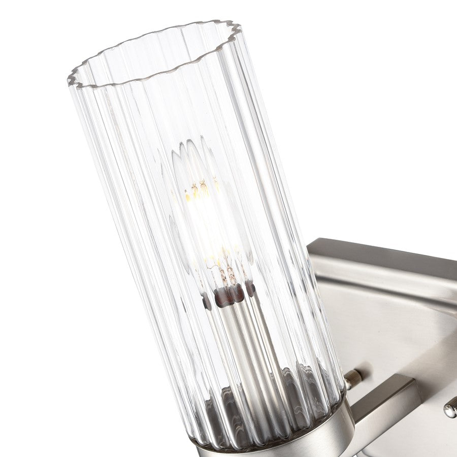 Millennium Lighting Iversen 1Lt 5" Wall Sconce, Nickel/Clear Reeded