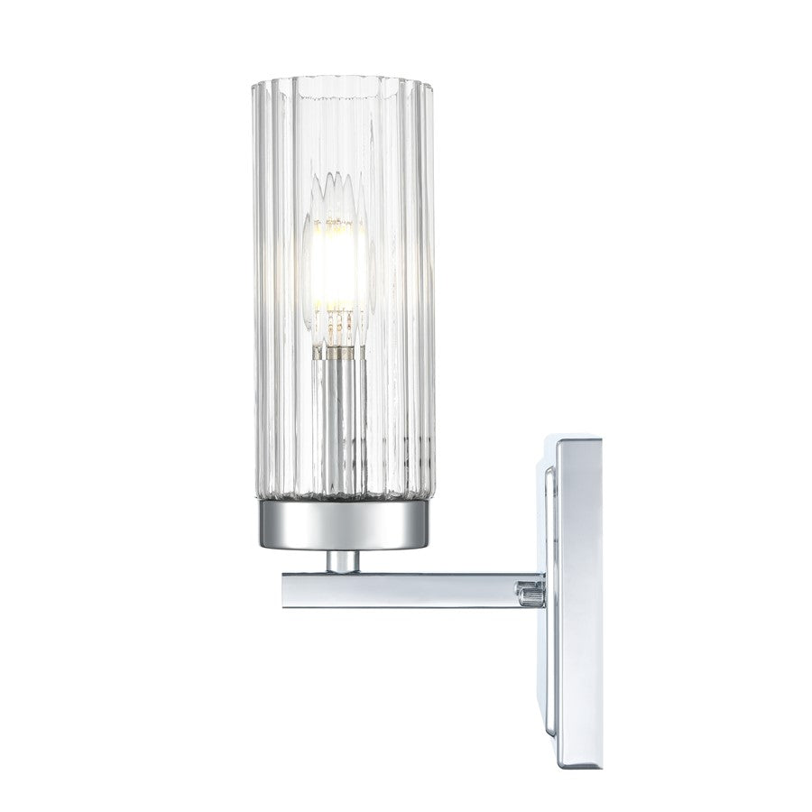Millennium Lighting Iversen 1Lt 5" Wall Sconce, Chrome/Clear Reeded