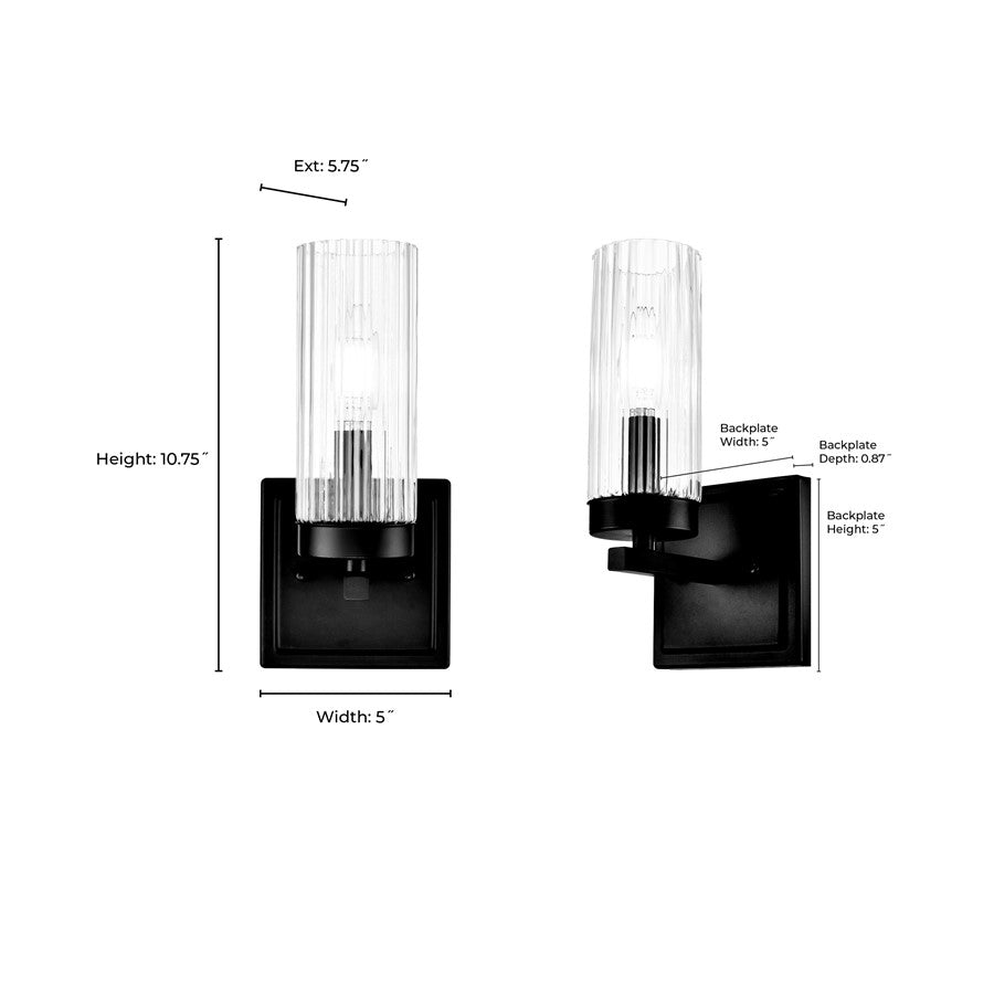 Millennium Lighting Iversen 1Lt 5" Wall Sconce, Chrome/Clear Reeded