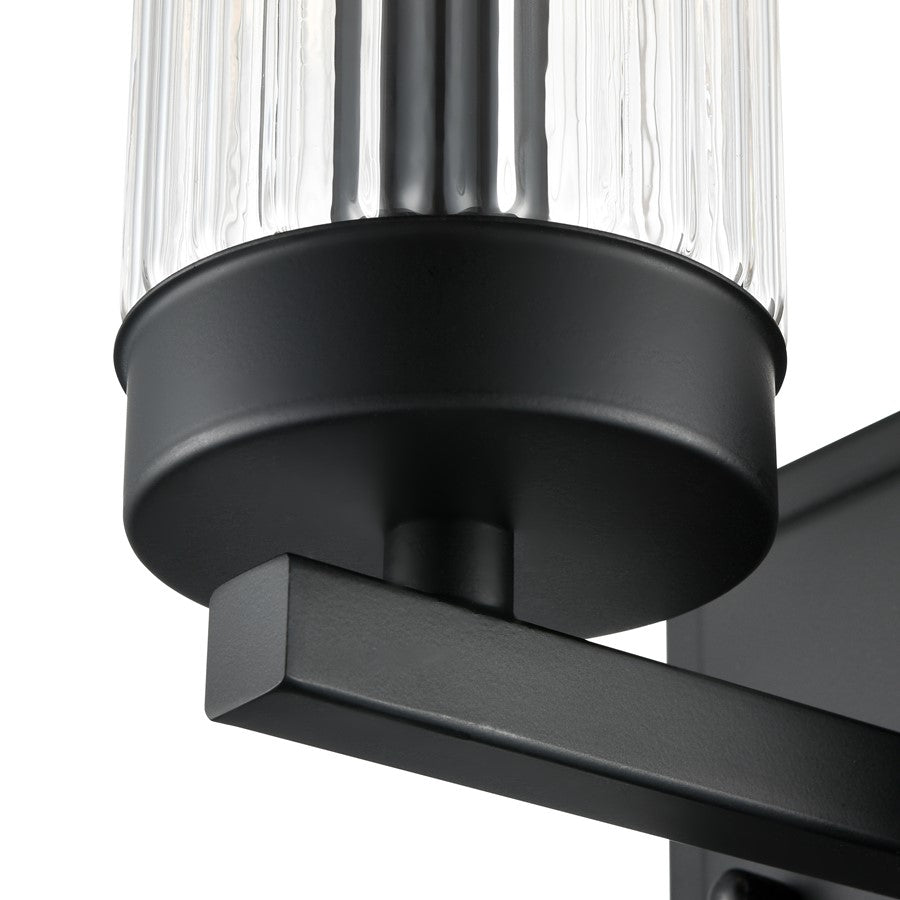Millennium Lighting Iversen 1Lt 5" Wall Sconce, Black/Clear Reeded