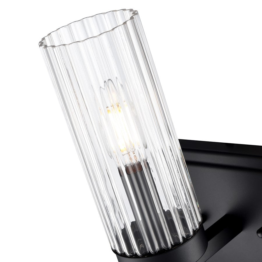 Millennium Lighting Iversen 1Lt 5" Wall Sconce, Black/Clear Reeded