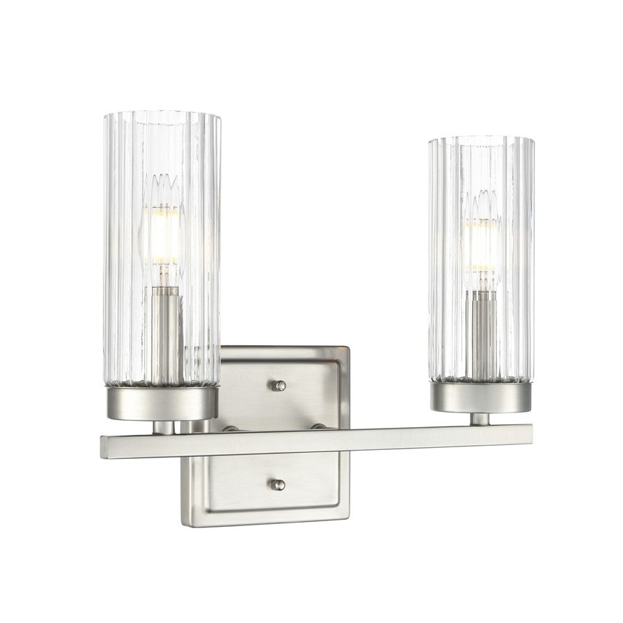 Millennium Lighting Iversen 2Lt 13" Vanity, Nickel/Clear Reeded - 46002-BN