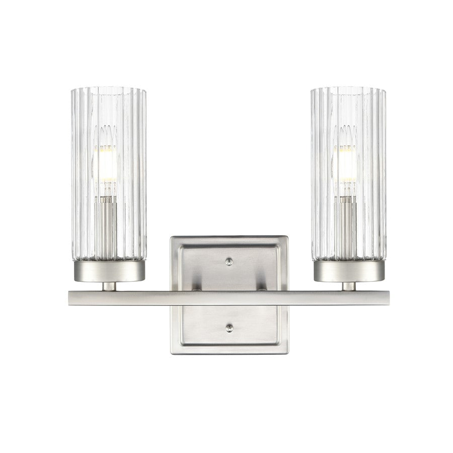 Millennium Lighting Iversen 2Lt 13" Vanity, Nickel/Clear Reeded