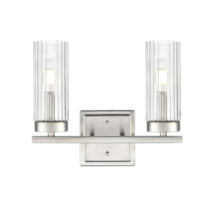 Millennium Lighting Iversen 2Lt 13" Vanity, Nickel/Clear Reeded