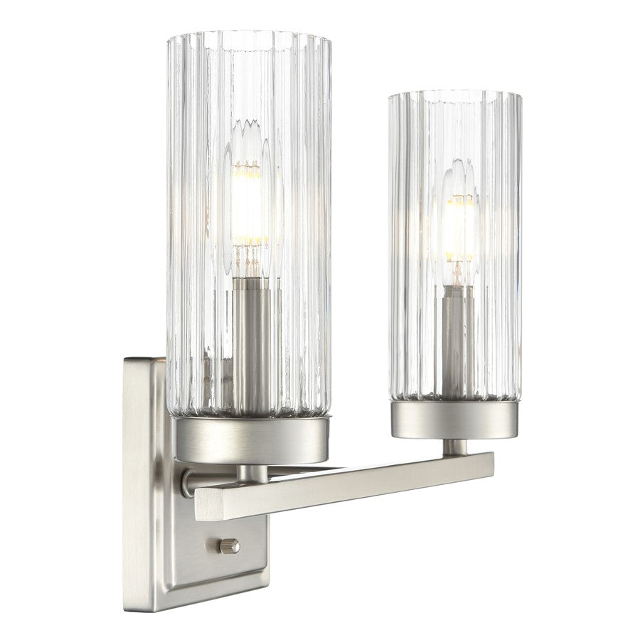 Millennium Lighting Iversen 2Lt 13" Vanity, Nickel/Clear Reeded