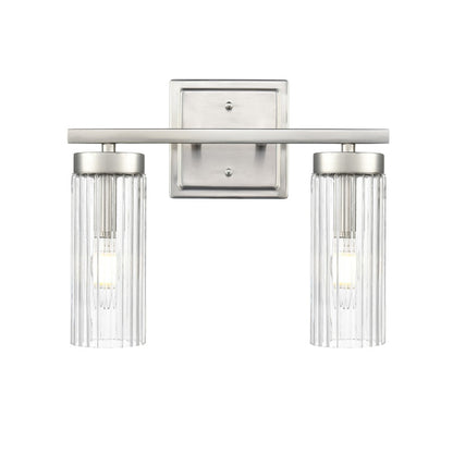 Millennium Lighting Iversen 2Lt 13" Vanity, Nickel/Clear Reeded
