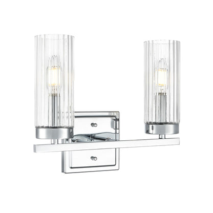 Millennium Lighting Iversen 2Lt 13" Vanity, Chrome/Clear Reeded - 46002-CH