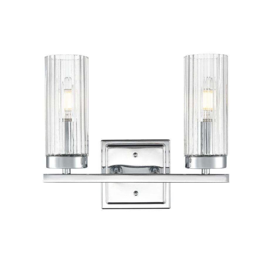 Millennium Lighting Iversen 2Lt 13" Vanity, Chrome/Clear Reeded