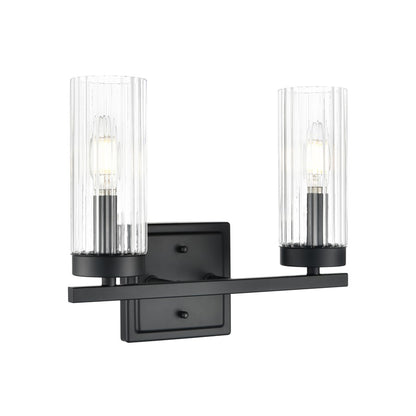 Millennium Lighting Iversen 2Lt 13" Vanity, Black/Clear Reeded - 46002-MB