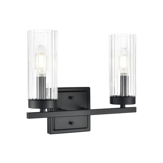 Millennium Lighting Iversen 2Lt 13" Vanity, Black/Clear Reeded - 46002-MB