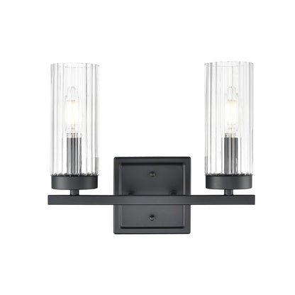 Millennium Lighting Iversen 2Lt 13" Vanity, Black/Clear Reeded