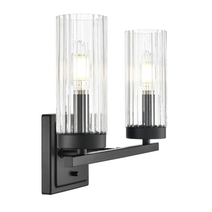 Millennium Lighting Iversen 2Lt 13" Vanity, Black/Clear Reeded