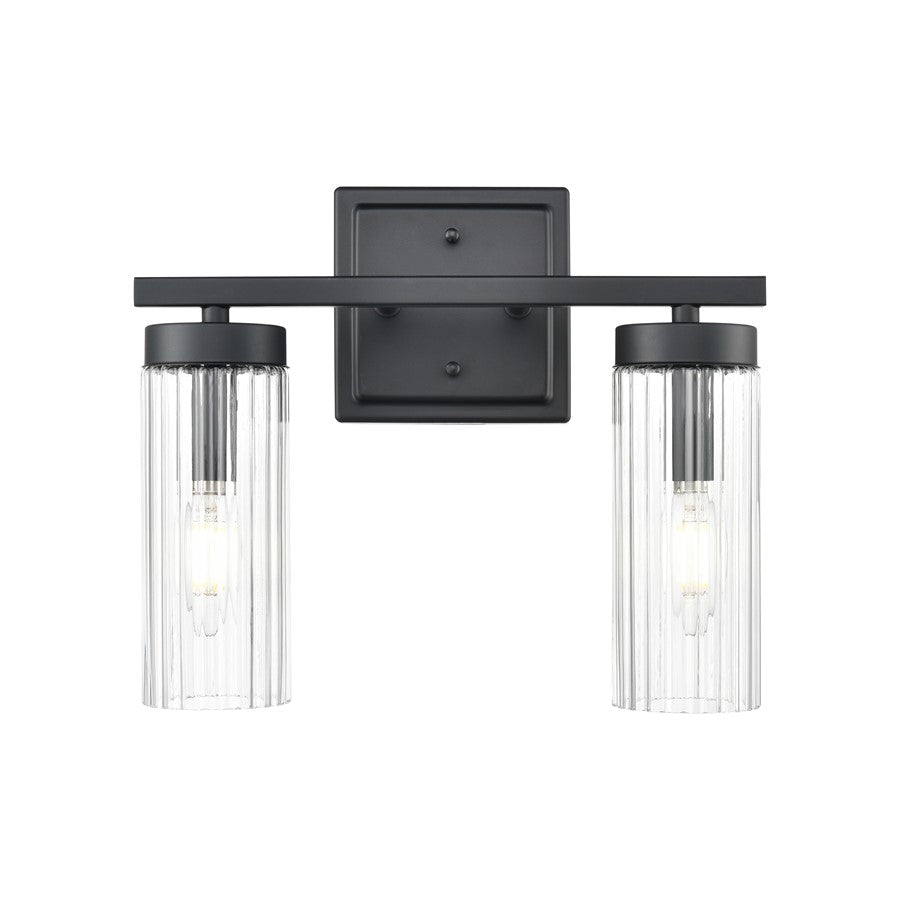 Millennium Lighting Iversen 2Lt 13" Vanity, Black/Clear Reeded