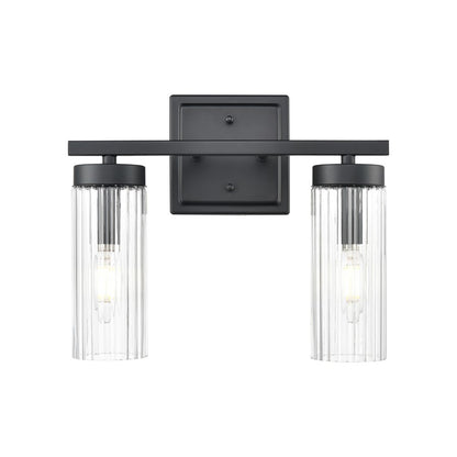 Millennium Lighting Iversen 2Lt 13" Vanity, Black/Clear Reeded