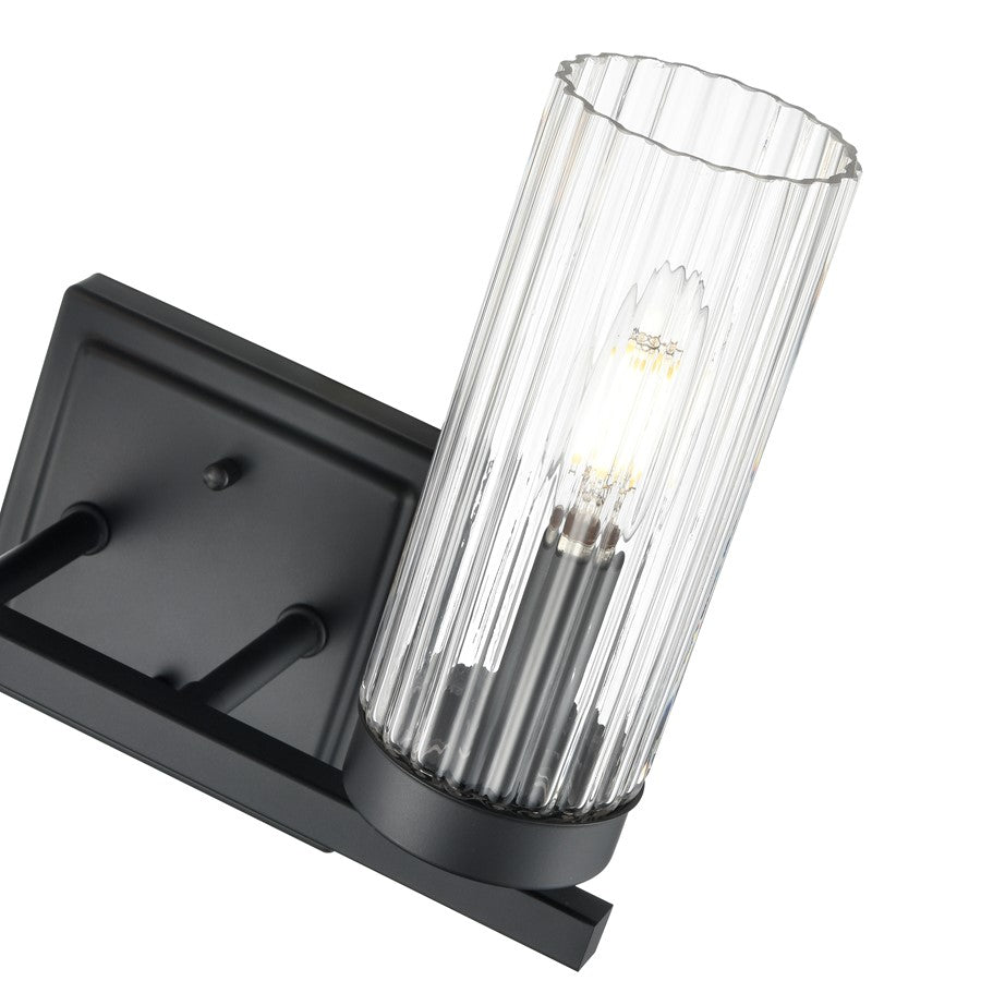 Millennium Lighting Iversen 2Lt 13" Vanity, Black/Clear Reeded