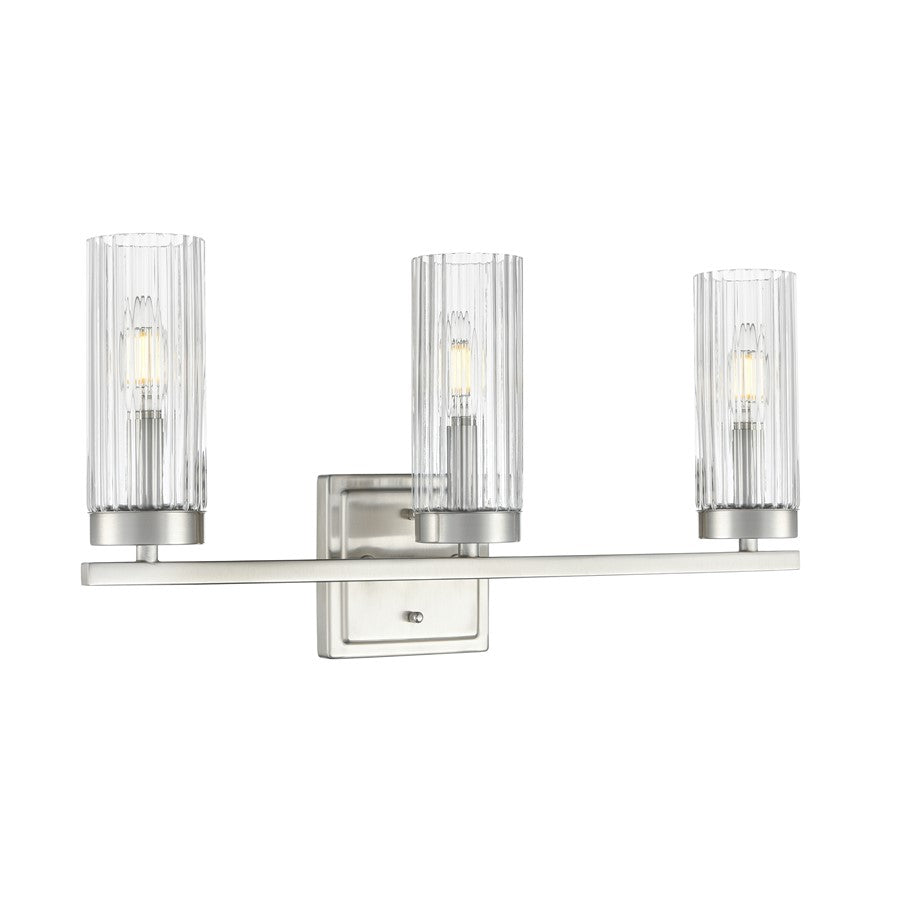 Millennium Lighting Iversen 3Lt 21" Vanity, Nickel/Clear Reeded - 46003-BN