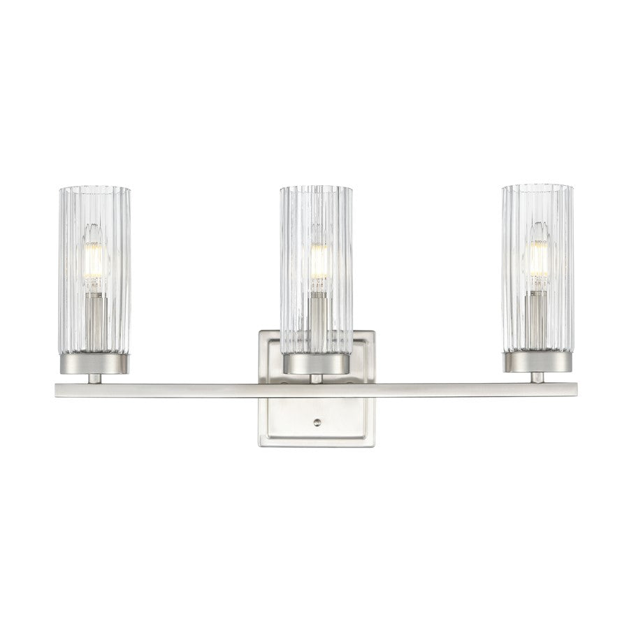 Millennium Lighting Iversen 3Lt 21" Vanity, Nickel/Clear Reeded