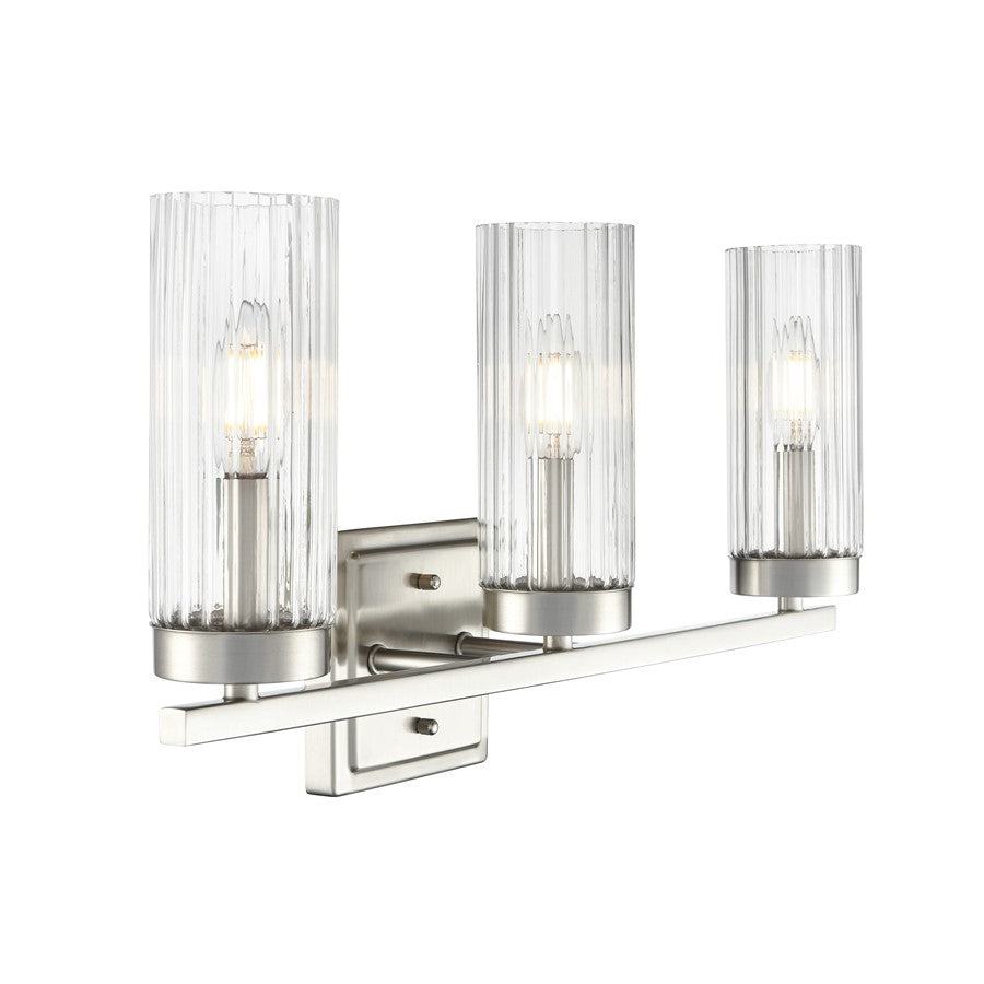 Millennium Lighting Iversen 3Lt 21" Vanity, Nickel/Clear Reeded