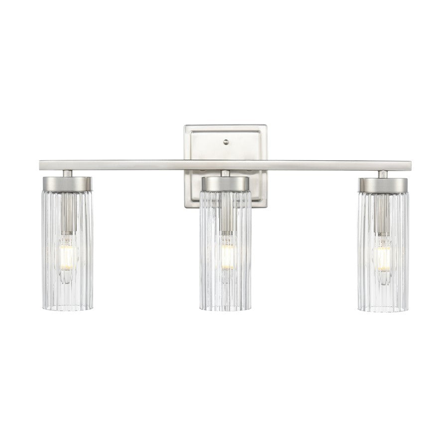 Millennium Lighting Iversen 3Lt 21" Vanity, Nickel/Clear Reeded