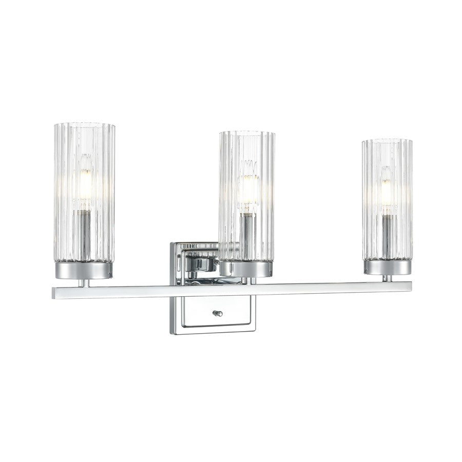 Millennium Lighting Iversen 3Lt 21" Vanity, Chrome/Clear Reeded - 46003-CH
