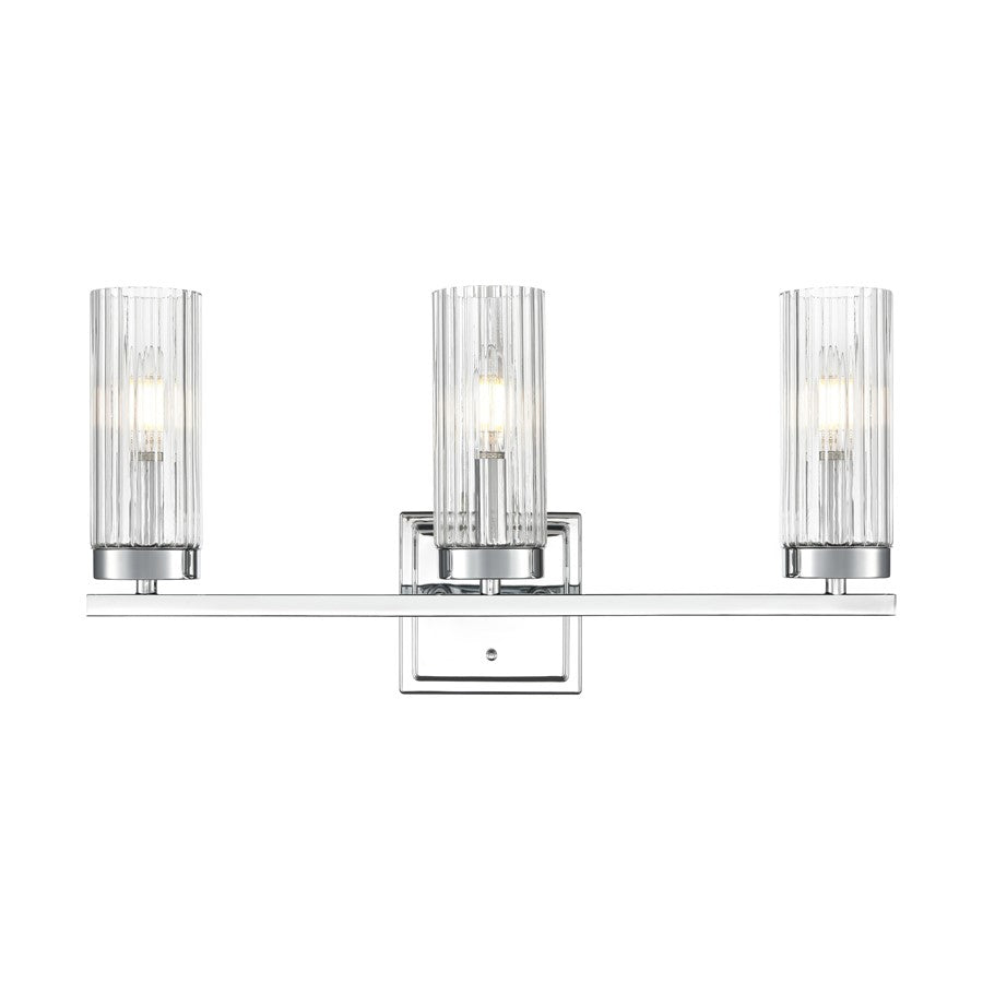 Millennium Lighting Iversen 3Lt 21" Vanity, Chrome/Clear Reeded