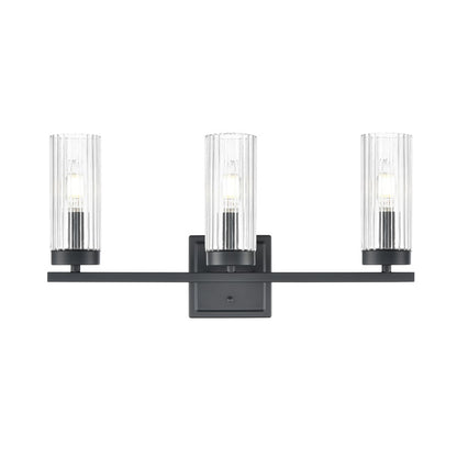 Millennium Lighting Iversen 3Lt 21" Vanity, Black/Clear Reeded