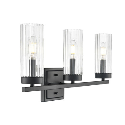 Millennium Lighting Iversen 3Lt 21" Vanity, Black/Clear Reeded