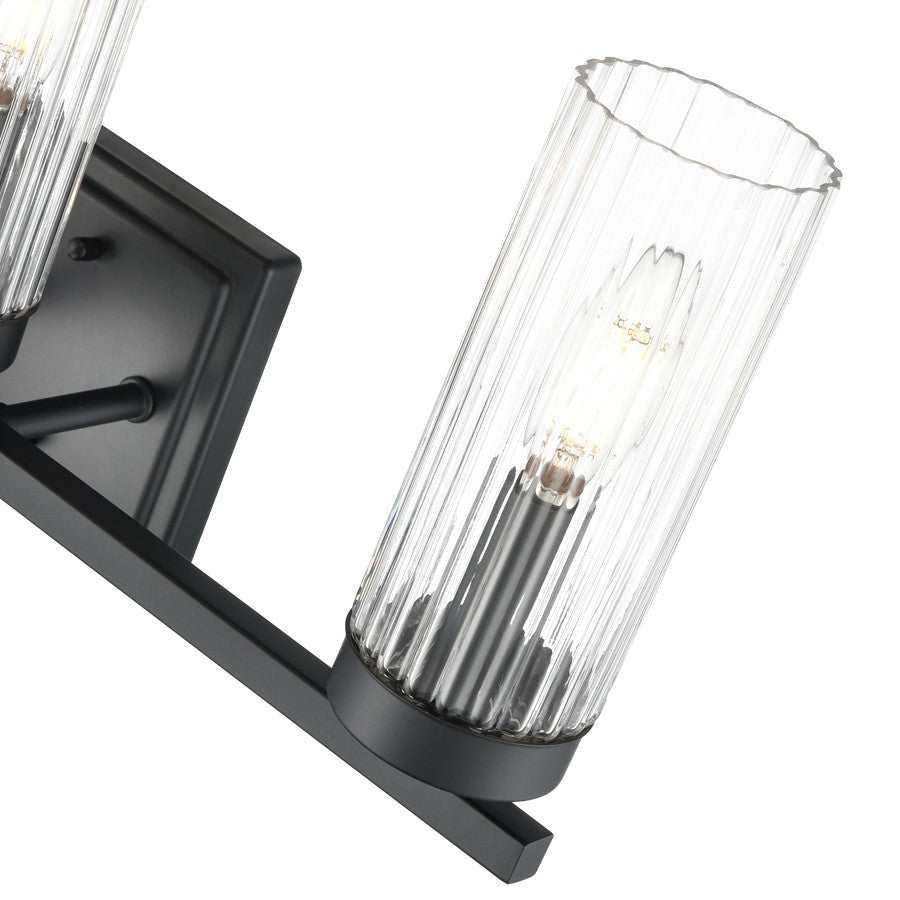 Millennium Lighting Iversen 3Lt 21" Vanity, Black/Clear Reeded