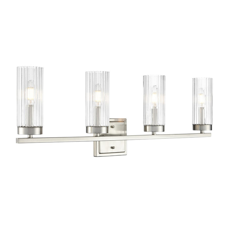 Millennium Lighting Iversen 4Lt 30" Vanity, Nickel/Clear Reeded - 46004-BN