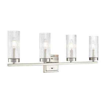Millennium Lighting Iversen 4Lt 30" Vanity, Nickel/Clear Reeded - 46004-BN