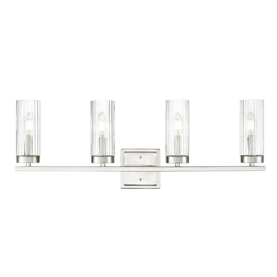 Millennium Lighting Iversen 4Lt 30" Vanity, Nickel/Clear Reeded