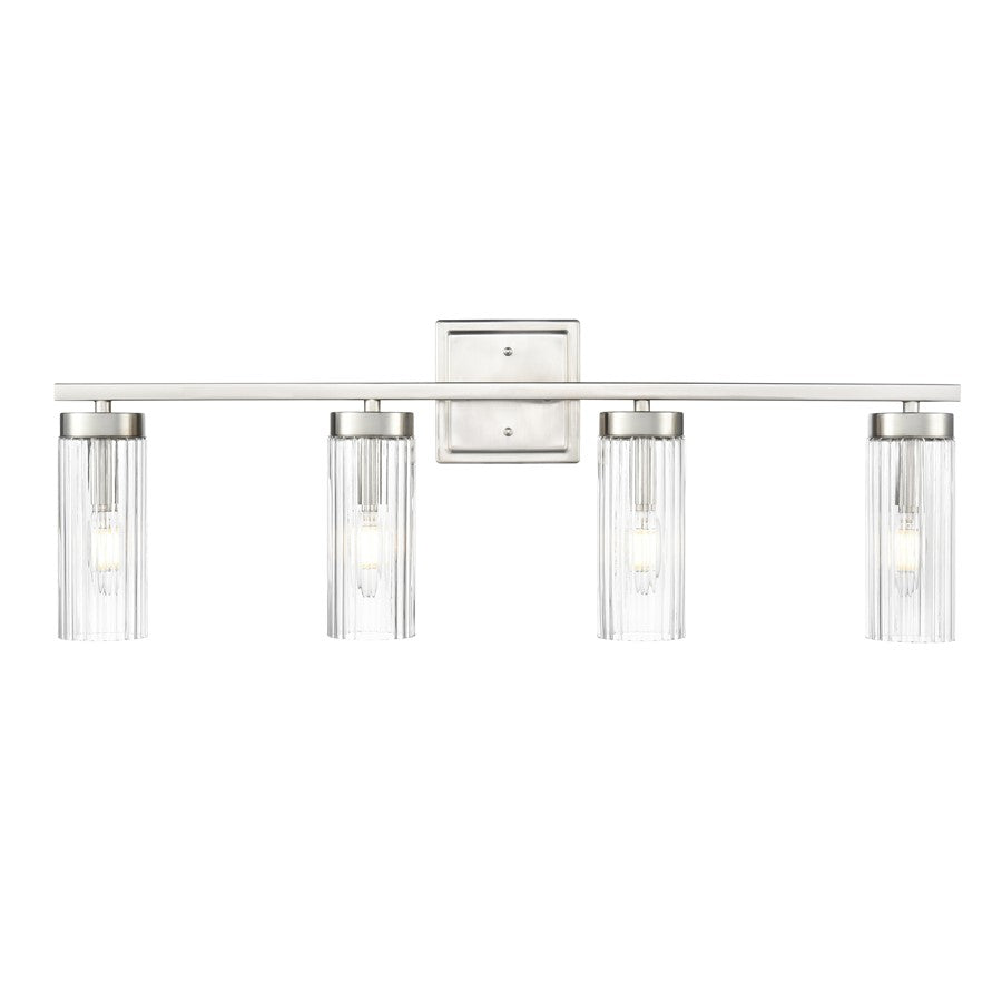 Millennium Lighting Iversen 4Lt 30" Vanity, Nickel/Clear Reeded