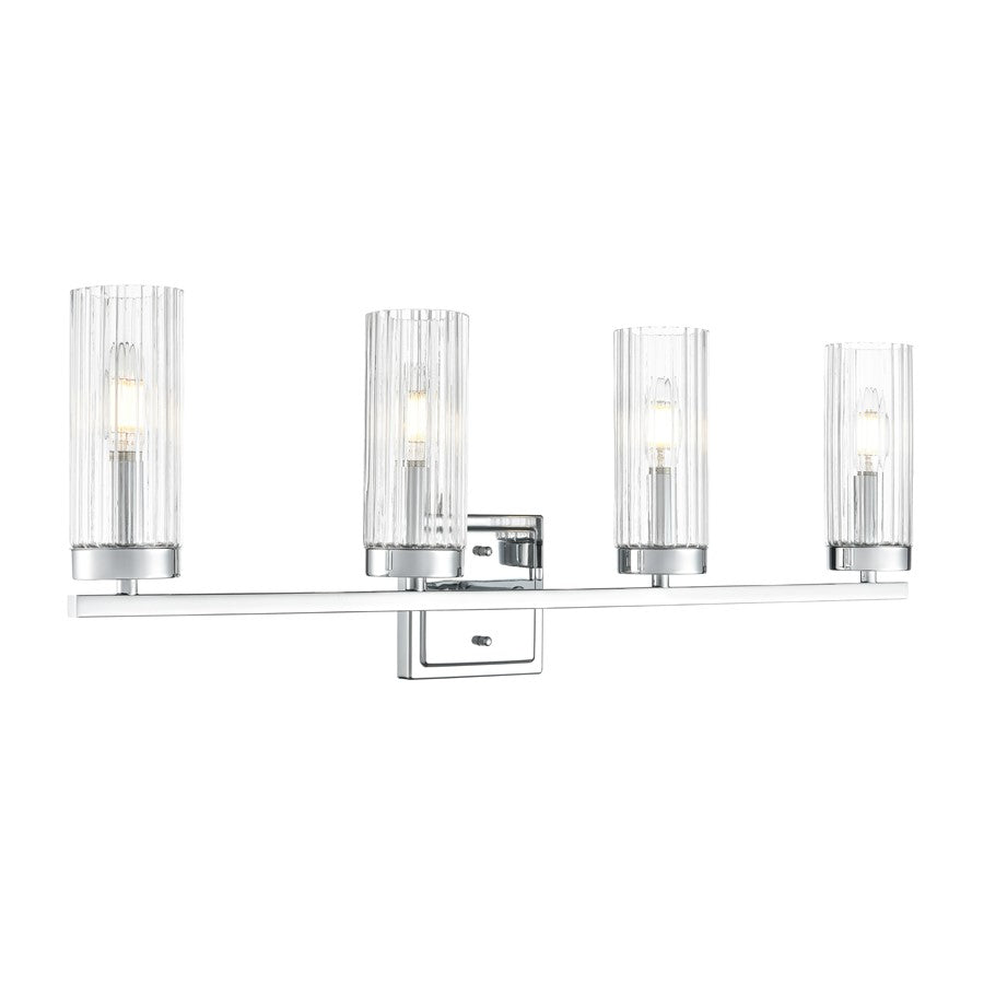 Millennium Lighting Iversen 4Lt 30" Vanity, Chrome/Clear Reeded - 46004-CH