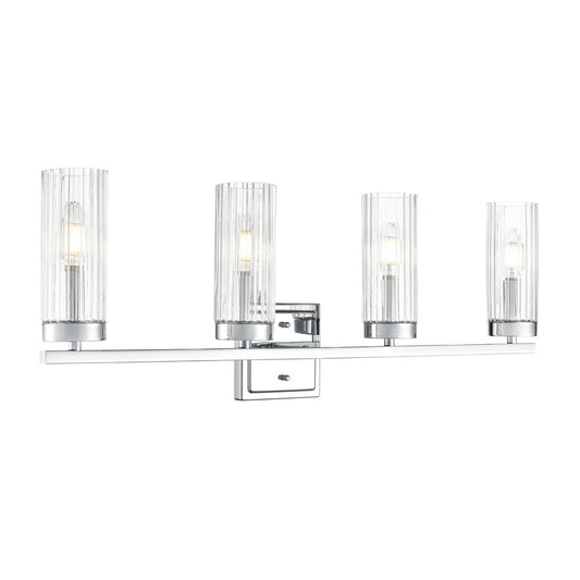 Millennium Lighting Iversen 4Lt 30" Vanity, Chrome/Clear Reeded - 46004-CH