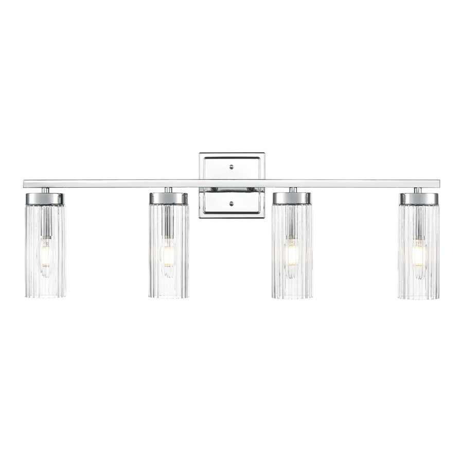 Millennium Lighting Iversen 4Lt 30" Vanity, Chrome/Clear Reeded