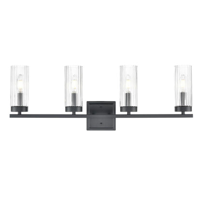Millennium Lighting Iversen 4Lt 30" Vanity, Black/Clear Reeded