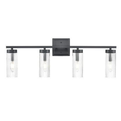 Millennium Lighting Iversen 4Lt 30" Vanity, Black/Clear Reeded