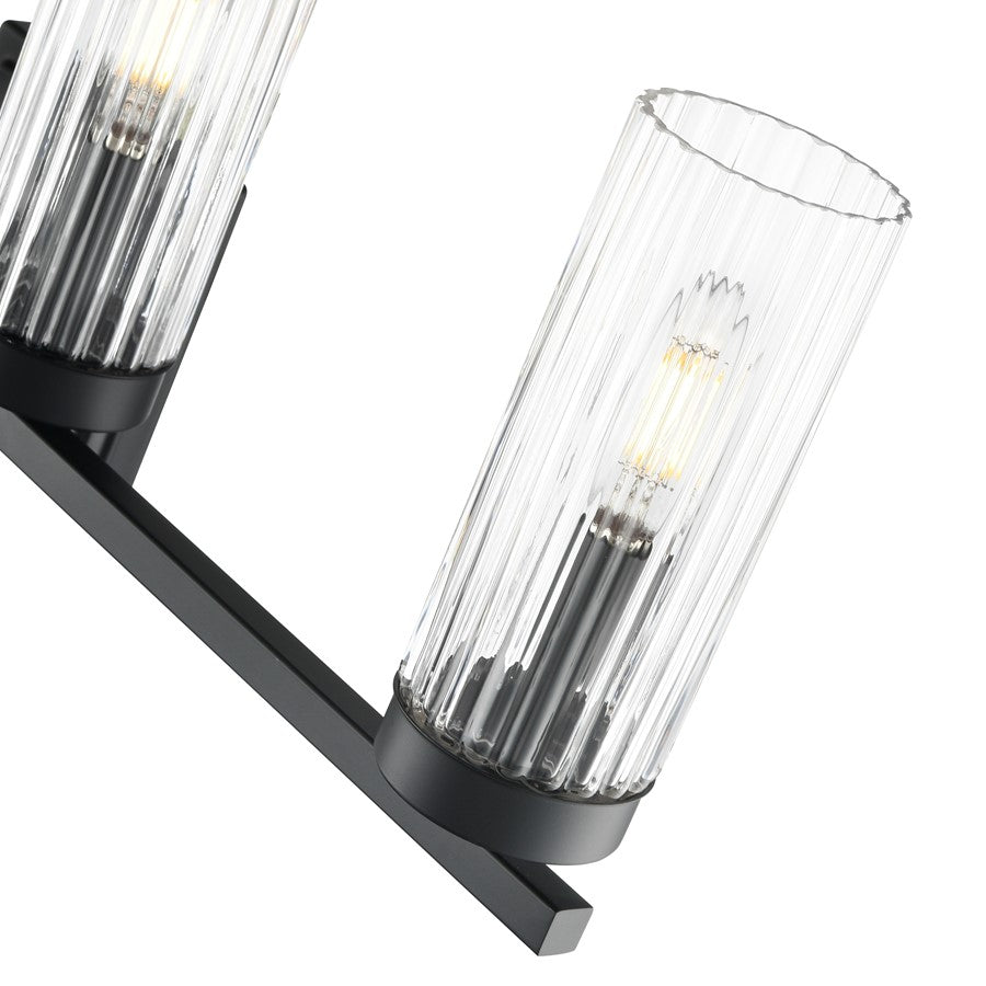 Millennium Lighting Iversen 4Lt 30" Vanity, Black/Clear Reeded