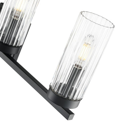 Millennium Lighting Iversen 4Lt 30" Vanity, Black/Clear Reeded